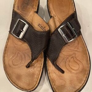 Børn Brown Leather Thong Buckle Sandals Size 7‎ / 38 Boho Coastal